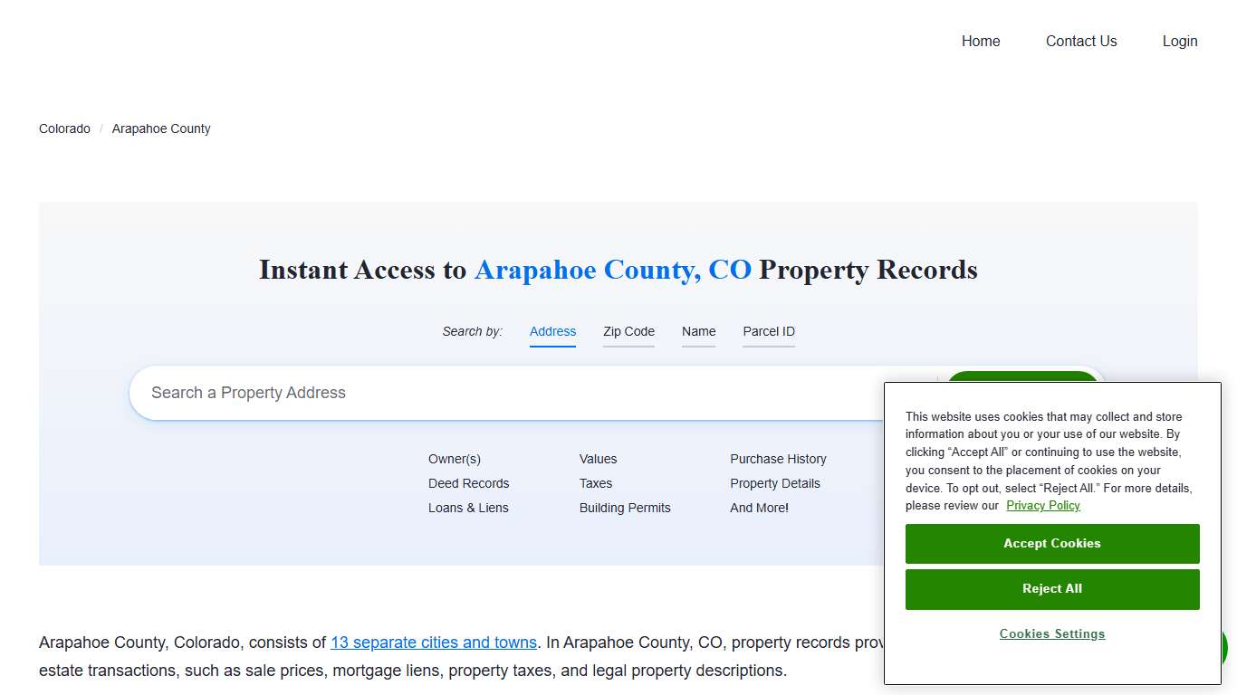Arapahoe County Property Records Owners, Deeds, Permits